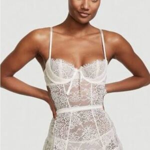 Victoria's Secret Sheer Lace Chemise Slip in Ivory